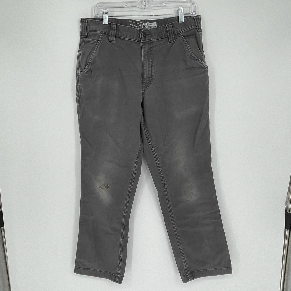 Carhartt Men's Gray‎ Relaxed Canvas Utility Carpenter Work Pants Size 34x32